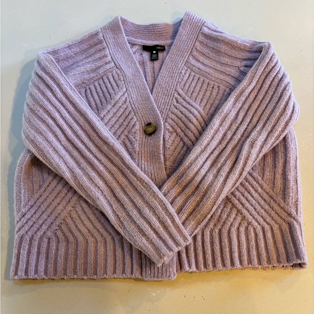 Lilac ribbed cardigan by AQUA